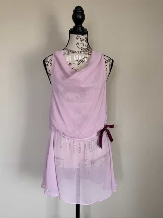 Tops - Y2K semi sheer purple cowl neck going out top with satin straps